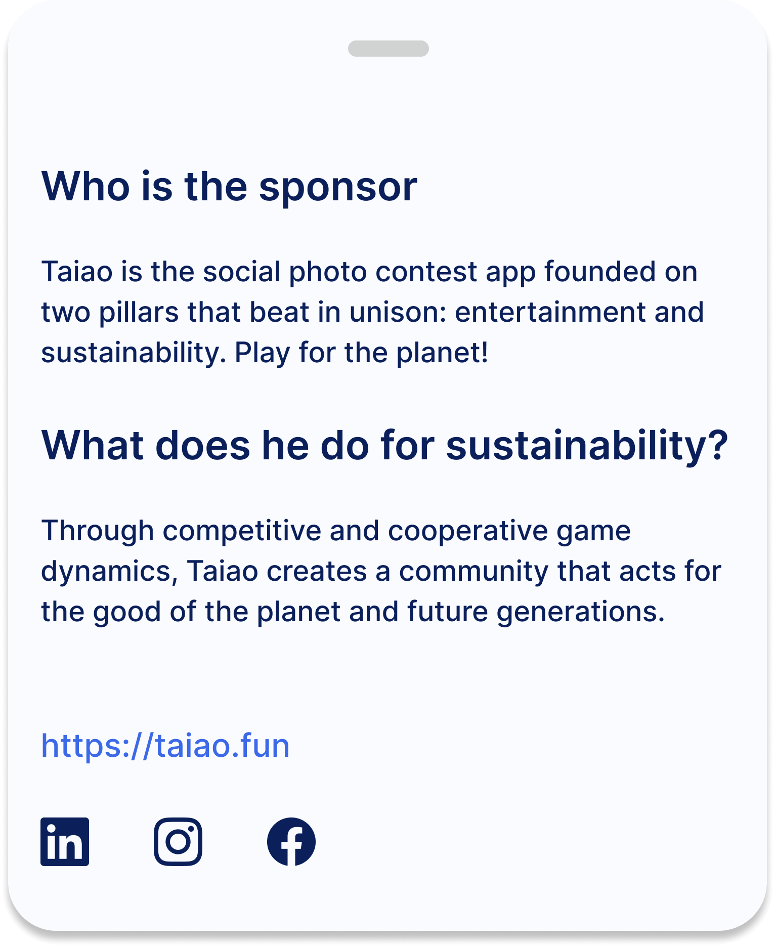 Sponsor description of who he is and what he does for sustainability, with links to him website and social channels